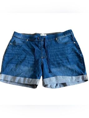 JUST BE… Stretchy Denim Cuffed Pull On Shorts With Drawstring Waist Size XL
